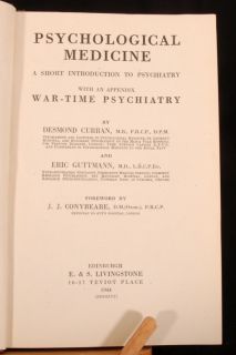 1944 PSYCHOLOGICAL MEDICINE Curran Guttman Illus