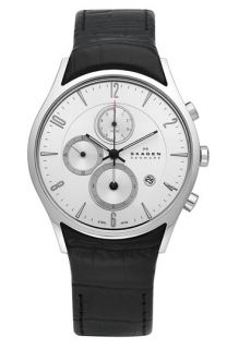 Skagen Chronograph Leather Strap Watch