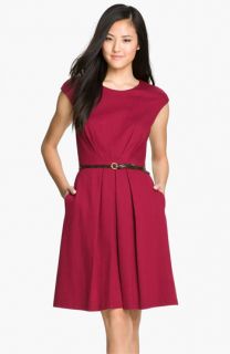 Maggy London Belted Ponte Knit Fit & Flare Dress