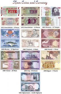 World Currency Set Yemen Kuwait Iraq Britain UNC
