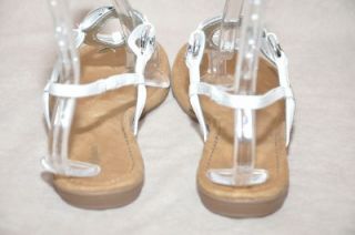 Style Co Dapper White Flat Thong Ankle Strap Sandal Women Shoes 10 M