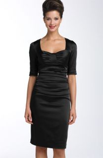 Suzi Chin for Maggy Boutique Ruched Stretch Satin Dress