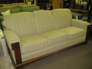 Large Firm Sofa with Darl Wood Trim by Cochrane Furniture Bruised