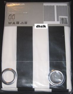 Ikea MYRLILJA CURTAINS Drapes BLACK WHITE Stripes GROMMET EYELET TOP