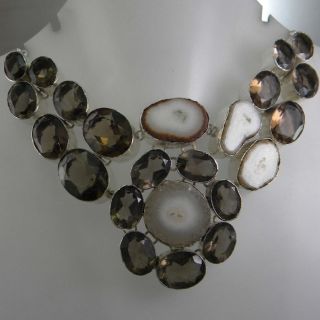 solar quartz smoky topaz 925 sterling silver necklace handmade jewelry