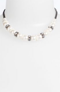 Givenchy Crystal & Faux Pearl Frontal Necklace
