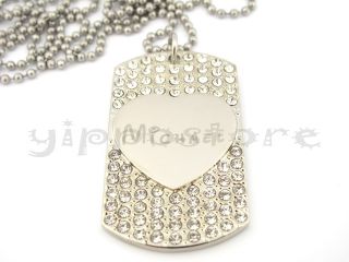 Custom Heart Stainless Steel Personalized CZ Dog Tag Necklace Free