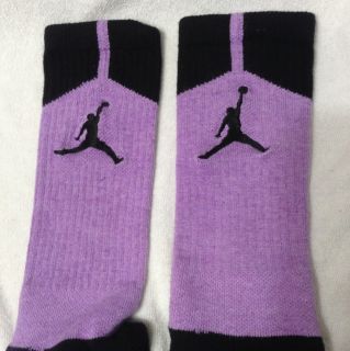 Custom Nike Elite Air Jordan Crew Purple Basketball Socks Size Medium
