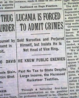 Lucky Luciano Racketeer Gangster Trial 1936 Newspaper
