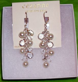 Cezanne Sensitive Skin Nickel Free Pearl Glass Earrings
