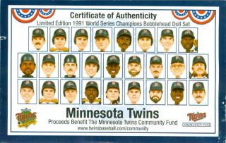 1991 Minnesota Twins World Series Championship Bobblehead Set of 26