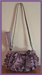 Diane Von Furstenberg Belle Ruffle Evening Bag Amethyst Purple Nylon