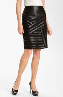 Lafayette 148 New York Banded Leather Skirt