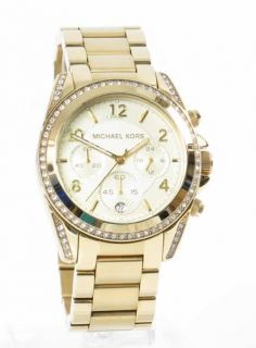 Michael Kors Ladies Gold Tone Chronograph Crystal Watch MK5166