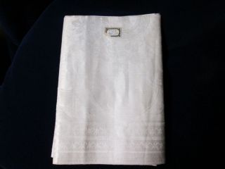 Antique Linen Damask Napkin Fabric Great Britain Label Rose Pattern