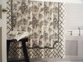 new Fabric SHOWER CURTAIN Black White TOILE Charter Club 100 cotton 49