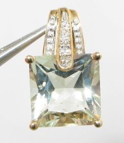  Fancy Cut Green Amethyst Diamond 10K Y Gold Pendant 2 6g