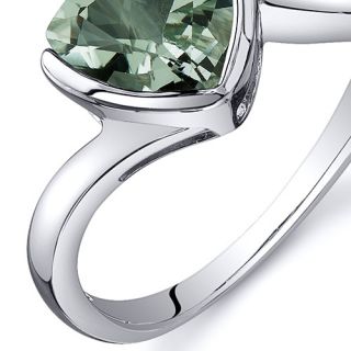 Trillion Cut 1 50 cts Green Amethyst Ring Sterling Silver Sizes 5 to 9