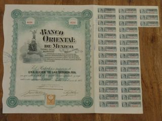 Mexico Banco Oriental de Mexico 1905 Uncancelled with Coupons 28 60