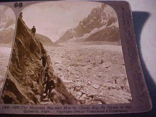 1900 MAUVAIS PAS MER DE GLACE THE ALPS OLD STEREO VIEWER CARD