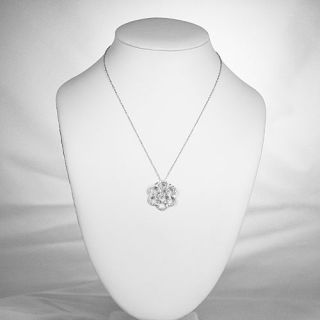 CZ Rose Petal 925 Sterling Silver Necklace Pendant