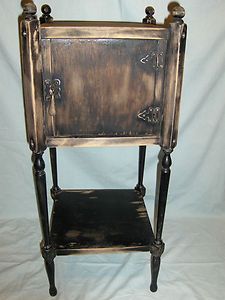 ANTIQUE WOOD HUMIDOR CIGAR PIPE TOBACCO STAND SMOKING TABLE