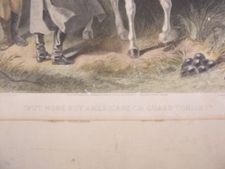 Original 1859 Color Engraving F.O.C. DARLEY Americans On Guard GEORGE