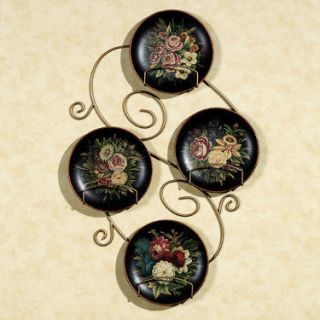 Victorian Wall Decor Floral Plate Set of 4 Plates Rack not Incl