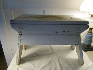 Shabby White Sturdy Bench Stool Antique Great Size