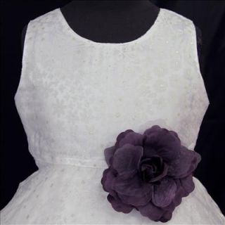 Ivory / Party / Wedding / Deep Purple Flower / Girl Dress