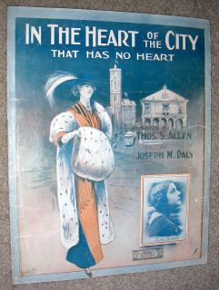   Sheet Music IN THE HEART OF THE CITY by Allen Daly GERTIE PURCELL