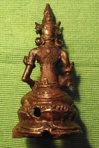 Antique Old Solid Cast Bronze Buddha Figure Meditating Buddha