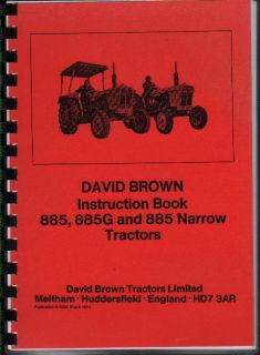 David Brown 885 Tractor Instruction Manual Book