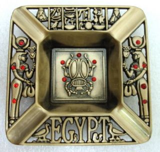 Egyptian decorative scarab Brass ancient antique ashtray plate