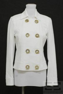 dana buchman white twill toggle jacket size 4 new