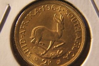 1964 South Africa 2R rand unity is strength gold very low mintage rare