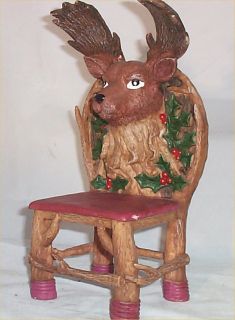 Deer Chair Figurine Holiday Decoration Lodge Cabin Country Decor New