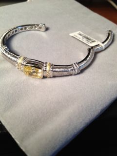  Ripka Bracelet Cuff 18kt Gold Diamond Canary Crystal Silver Retail 800