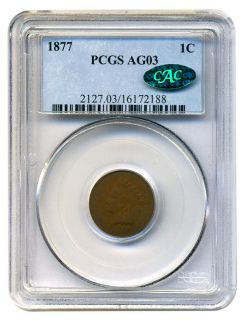 1877 1c PCGS CAC AG 3 Indian Cent