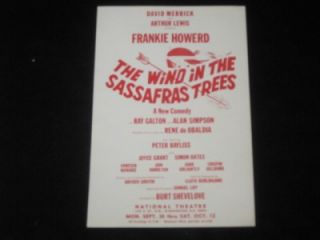 Old Theatre Flyer The Wind in The Sassafras Trees Frankie Howerd