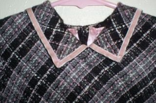 Vintage David Charles Girl 5 High End Designer Pink Blk Woven Plaid