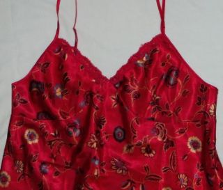 Delta Burke Satin Red Floral Print Chemise Nightgown XL