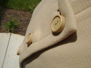 1960s Vintage Norman Norell New York Camel Color Wool Single Breast