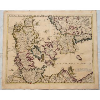 Denmark Danemarc old map Covens Mortier 1742