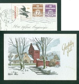 Denmark Christmas Card 1941 With Seal 7 + 10 Ore Cancel Lyngby