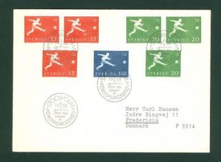  FDC 1958 World Cup Soccer Football addressed Fredericia Denmark