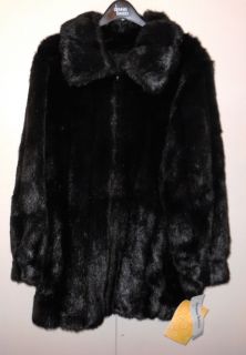 Dennis Basso Pelted Faux Mink Coat with Convertible Collar Size Medium