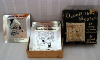Dennis The Menace 14 Aluminum Coasters w Box 1952