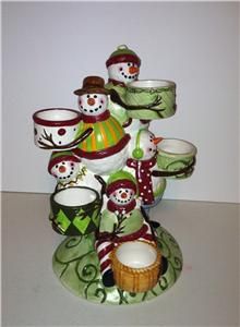 Darlin Large Christmas Snowman Yankee Candle Porcelain Votive Holder