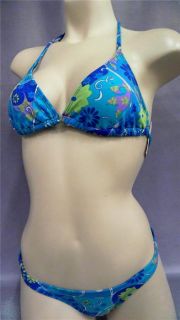 Luz de Sol Groovy Junior s Graphic 2 PC Bikini Turquoise Blue Floral